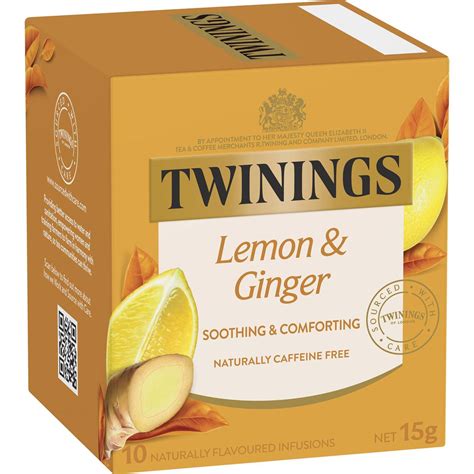 Twinings Lemon & Ginger Tea Bags 10 Pack 15g | Woolworths