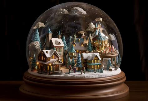 Premium AI Image | Whimsical Christmas Village Snow Globe with Miniature Snow