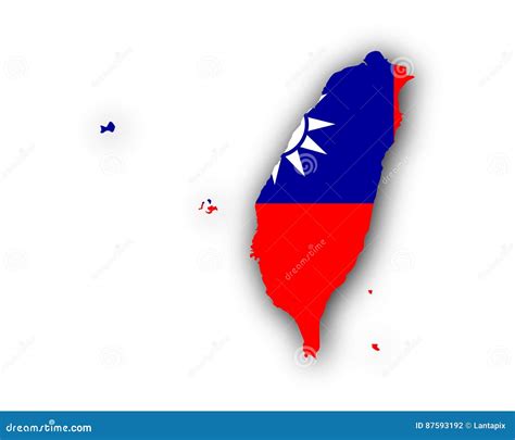 Map and flag of Taiwan stock vector. Illustration of country - 87593192