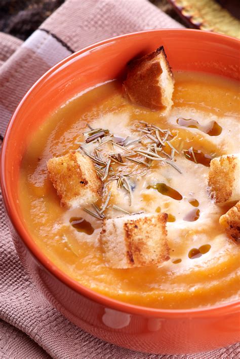 Pumpkin cream soup with croutons on Behance