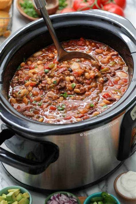 15 Bean Slow Cooker Chili {Easy & Delicious} - Spend With Pennies