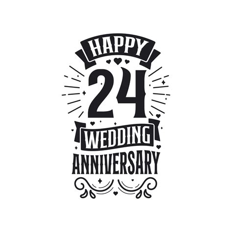 24 years anniversary celebration typography design. Happy 24th wedding ...