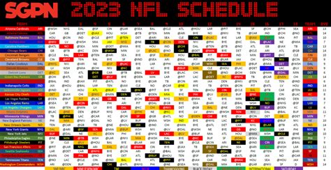 2023 NFL Schedule Grid from SGPN - Sports Gambling Podcast