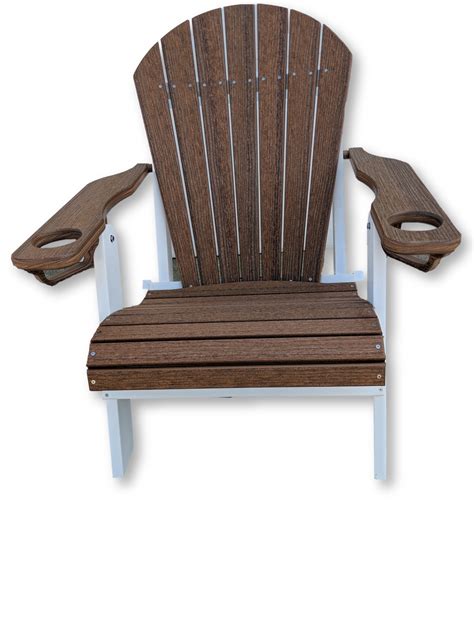 White Folding Adirondack Chair with Cup Holders - Zero Maintenance ...