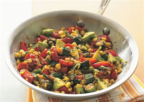 Fresh Corn Saute with Tomatoes, Squash, and Fried Okra | Bon Appétit