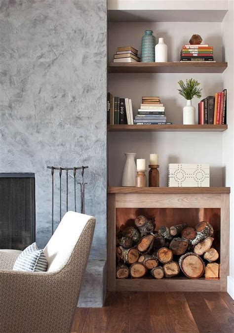 Le range buches décoratif - idées magnifiques en 40 photos | Living room shelves, Ranch house ...