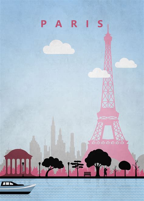 Visit the beautiful Paris. Amazing minimalist travel poster displate print on metal #paris #tour ...