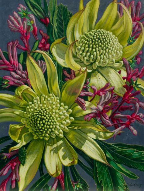 Green Waratahs with Pink Kangaroo Paws by Fiona Craig. Paintings for Sale. Bluethumb - Online ...