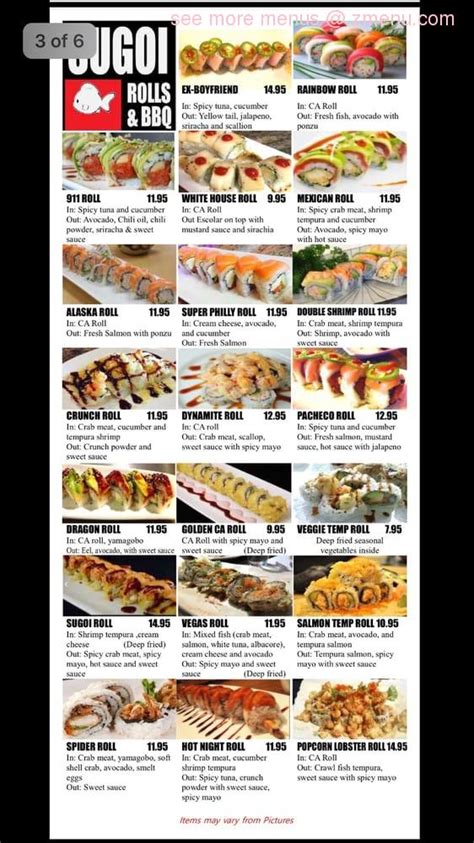 Online Menu of Sugoi Sushi Restaurant, Los Banos, California, 93635 - Zmenu