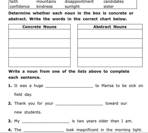 Abstract Nouns from Adjectives Worksheet | Nouns worksheet ... - Worksheets Library