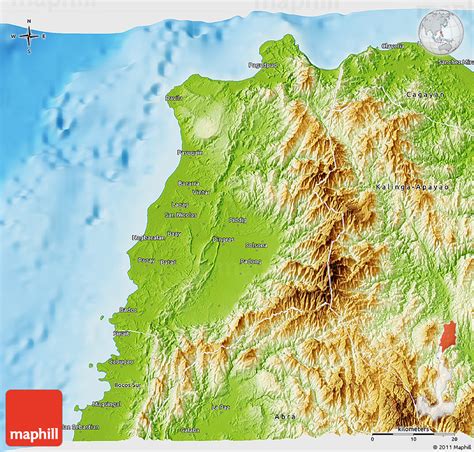 Physical 3D Map of Ilocos Norte