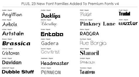 Font Families in Premium Fonts