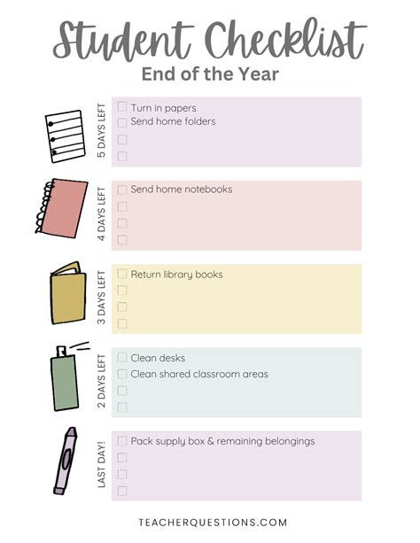 End of the Year Classroom Cleanup Checklist — Teacher Questions - Advice and Freebies for New ...