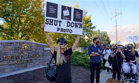 Paris Hilton leads protest outside school where she was allegedly abused