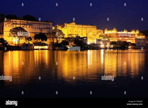 City Palace complex at night, Udaipur, Rajasthan, India Stock Photo - Alamy