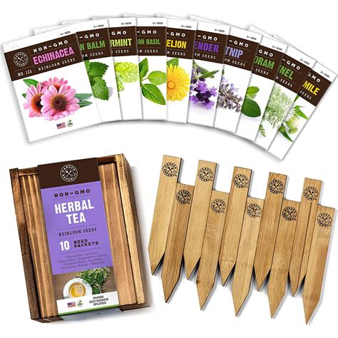 Buy Garden for ing - 10 Medicinal s Seed Packets Non GMO, Wood Gift Box, Markers - al Tea Gifts ...