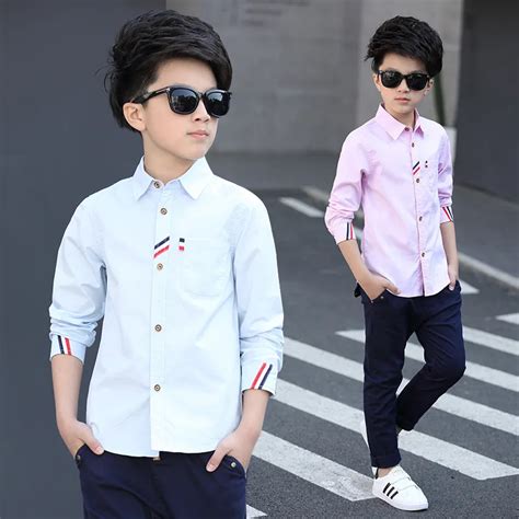 Teenage Boys White Blouses Cotton Long Sleeve Shirts For Boys Tops 2017 ...