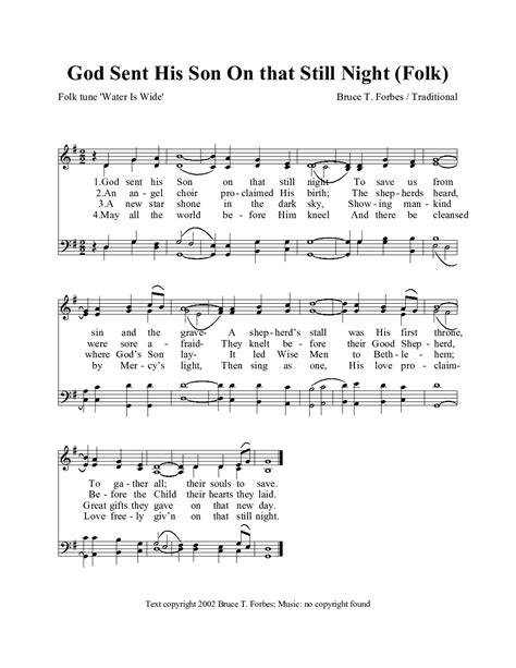 God Sent His Son on that Still Night (by Bruce T. Forbes -- Piano Solo, SATB)