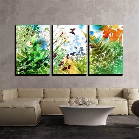 Wall26 3 Piece Canvas Wall Art - Floral Spring and Summer Design, Watercolor Painting - Modern ...