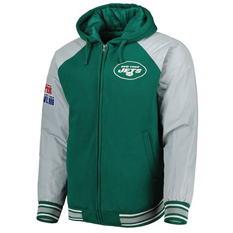 Full-Zip Green/Gray New York Jets Varsity Hooded Jacket - Jackets Masters