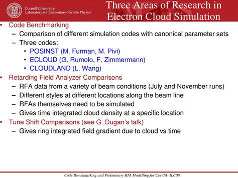 Code Benchmarking and Preliminary RFA Modelling for CesrTA - ppt download