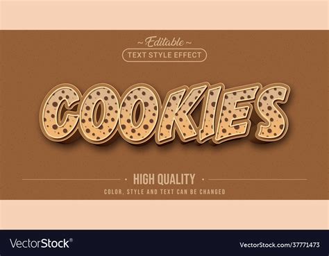 Editable text style effect - cookies Royalty Free Vector