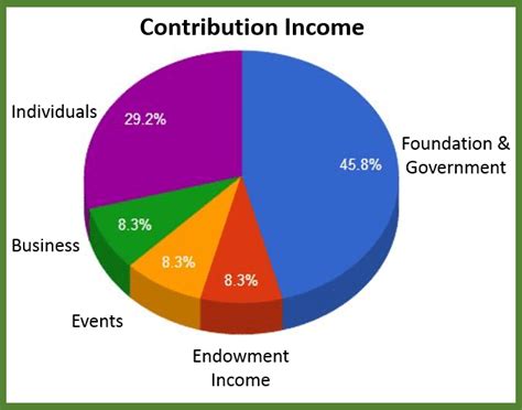 Pie chart contribution income example - Bloomerang