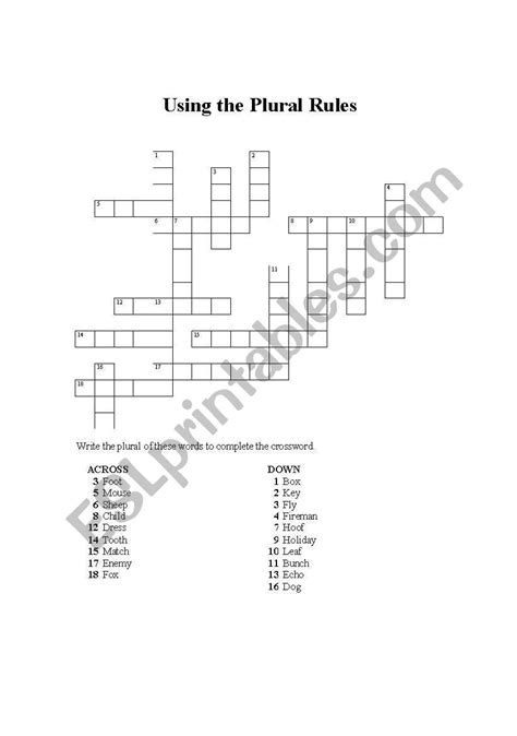 English worksheets: Using the Plural Rules