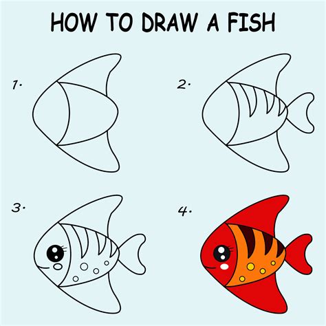 Step by step to draw a Fish. Drawing tutorial a Fish. Drawing lesson ...