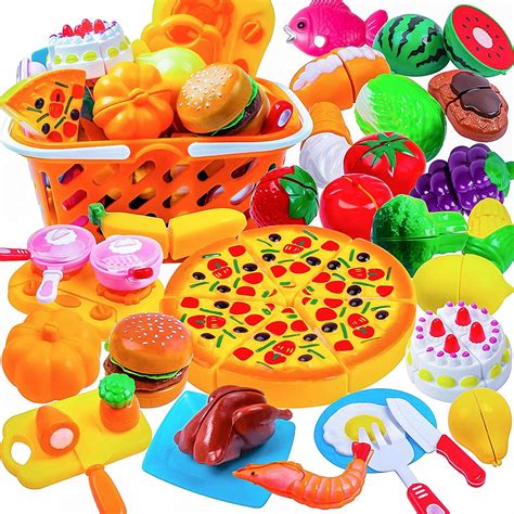 DigHeath Pretend Play Food Set,Kitchen Cutting Toys,BPA Free Plastic ...