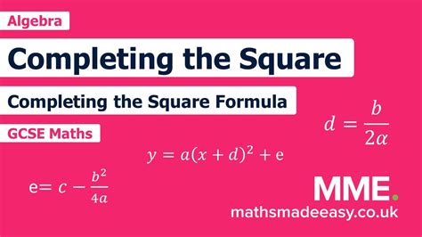 Algebra - Completing the Square Formula - YouTube