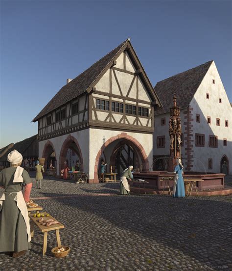 Market in Freiburg, Germany during the Late Middle Ages by Ralph Eggers on ArtStation | Medieval ...