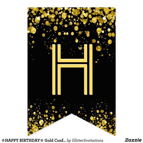 ☆HAPPY BIRTHDAY☆ Gold Confetti Bunting Flags | Zazzle.com in 2021 | Birthday banner free ...