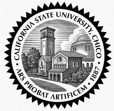 the california state university logo is shown in black and white, with ...