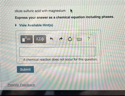 Solved dilute sulfuric acid with magnesium Express your | Chegg.com