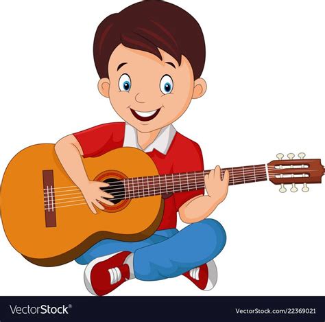 Cartoon boy playing guitar Royalty Free Vector Image ...