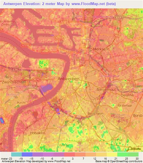 Elevation of Antwerpen,Belgium Elevation Map, Topography, Contour