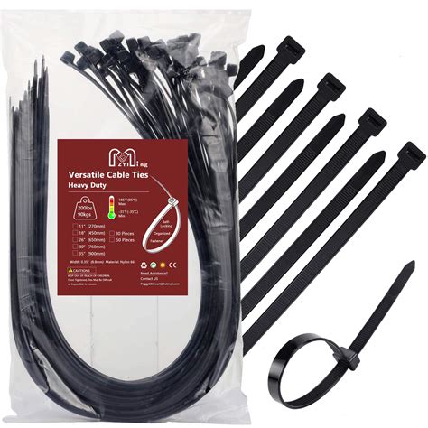 Buy Zip Ties Heavy Duty 200 lb 18 Inch, Extra Long Cable Ties Black Zip ...