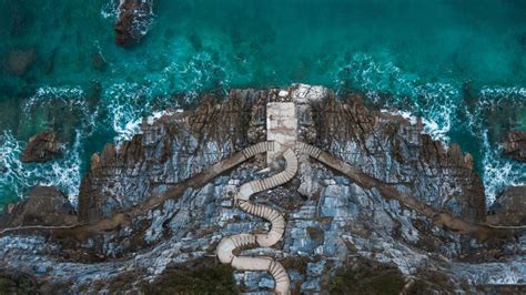 Stairs on the shoreline at Mylopotamos, Thessaly, Greece - Bing Gallery