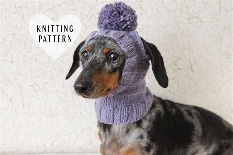 KNITTING PATTERN, Mini Dachshund Dog Hat, Small Dog Hat, Knitted Dog ...