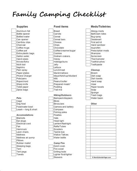 Camping Equipment List