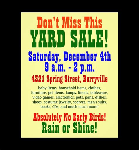 Editable Printable Yard Sale Signs