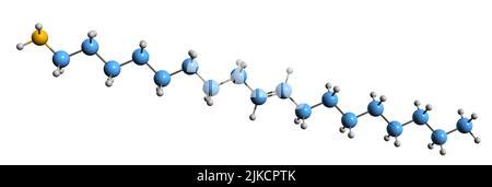 3D image of Oleic acid skeletal formula - molecular chemical structure of omega-9 Octadecenoic ...