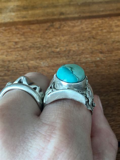 Turquoise & Sterling Silver Vintage Indian Ring Silver 925 Solid Casing ...