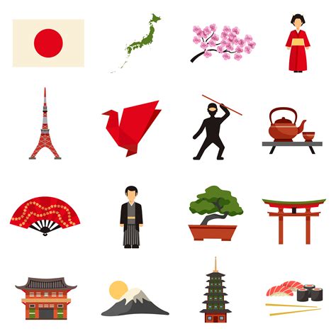 Japan Culture Flat Icons Set 478955 Vector Art at Vecteezy