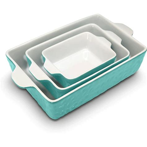 NutriChef Rectangular Ceramic Bakeware Set - Durable Baking Dishes Set, Odor-Free Hybrid Ceramic ...