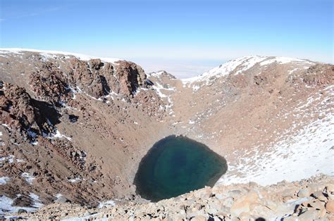 Lake in the crater of the Licancabur volcano, nearly 6,000 m.a.s.l ...