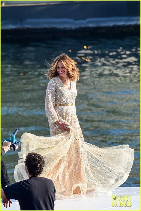 Julia Roberts Glitters In A White Dress While Filming New Lancôme ...