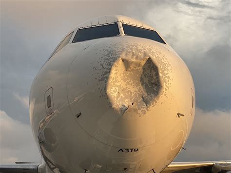 Delta aircraft that was diverted in NYC due to hail from a thunderstorm ...