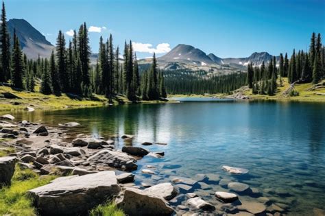 Premium AI Image | lake in the Rocky Mountains